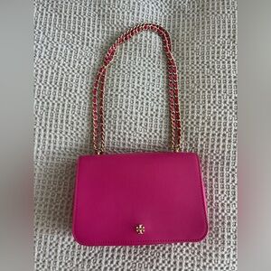 Tory Burch Fuchsia Crossbody Bag with Gold Accents